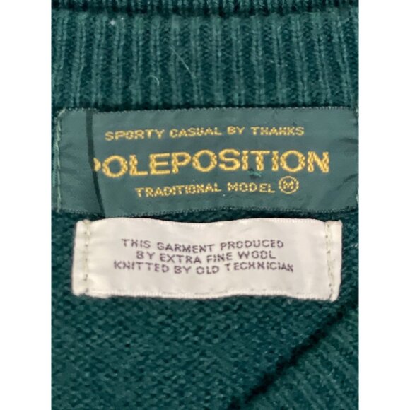 Poleposition Traditional Model Green V-Neck Sweater M Wool & Cashmere Blend - Picture 2 of 10